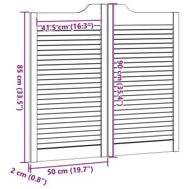 vidaXL Πόρτες Swing 2 τμχ. 90 x 50 cm Μασίφ Ξύλο Πεύκου Φυσικό