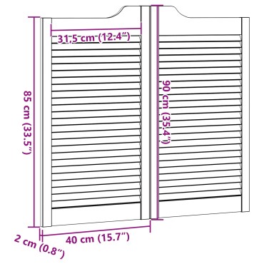 vidaXL Πόρτες Swing 2 τμχ. 90 x 40 cm Μασίφ Ξύλο Πεύκου Λευκό