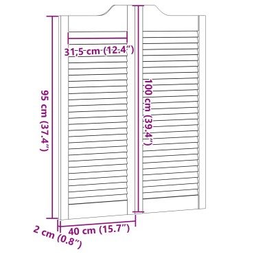 vidaXL Πόρτες Swing 2 τμχ. 100 x 40 cm Μασίφ Ξύλο Πεύκου Λευκό