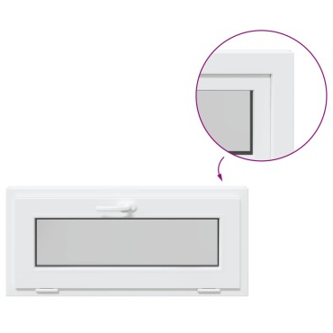 vidaXL Παράθυρο Κάτω Στρώματος RISOR 90 x 40 cm PVC και Γυαλί Λευκό