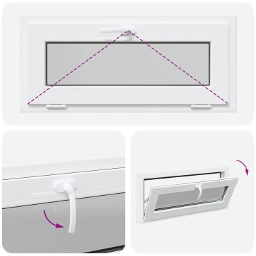vidaXL Παράθυρο Κάτω Στρώματος RISOR 90 x 40 cm PVC και Γυαλί Λευκό