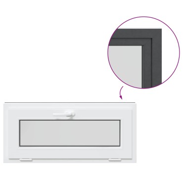 vidaXL Παράθυρο Κάτω Στρώματος RISOR 90 x 40 cm PVC και Γυαλί Ανθρακί
