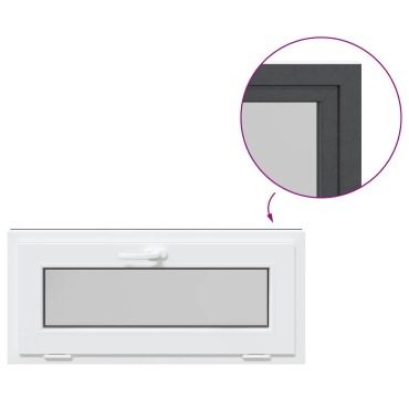 vidaXL Παράθυρο Κάτω Στρώματος RISOR 90 x 40 cm PVC και Γυαλί Ανθρακί