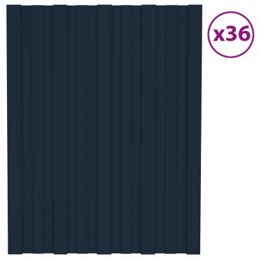vidaXL Πάνελ οροφής 36 τμχ. Ανθρακί 60 x 45 cm Γαλβανισμένος χάλυβας