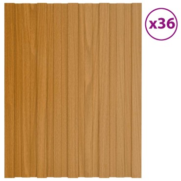 vidaXL Πάνελ οροφής 36 τμχ. Φυσικό 60 x 45 cm Γαλβανισμένος χάλυβας
