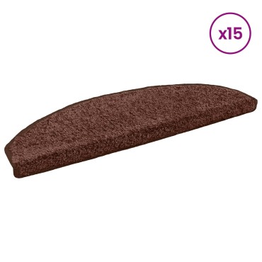 vidaXL Αυτοκόλλητα Ματ Σκαλοπατιών 15 τμχ. 80 x 24,5 x 3,5 εκ. Καφέ