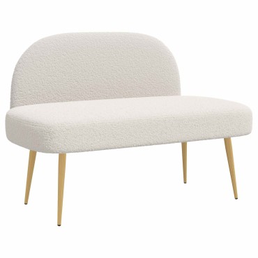 vidaXL Δερμάτινος Πάγκος με Πλάτη Κρεμ 110x60x76cm Μπουκλέ