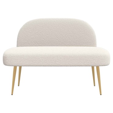 vidaXL Δερμάτινος Πάγκος με Πλάτη Κρεμ 110x60x76cm Μπουκλέ