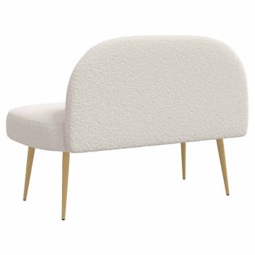 vidaXL Δερμάτινος Πάγκος με Πλάτη Κρεμ 110x60x76cm Μπουκλέ