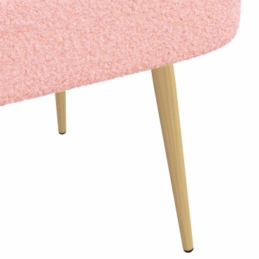 vidaXL Δερμάτινος Πάγκος με Πλάτη Ροζ 110x60x76cm Μπουκλέ