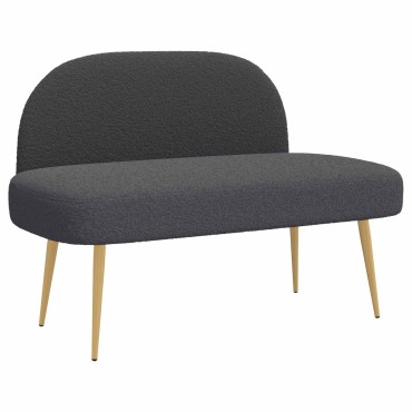 vidaXL Δερμάτινος Πάγκος με Πλάτη Σκούρο γκρι 110x60x76cm Μπουκλέ