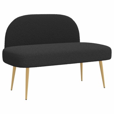 vidaXL Δερμάτινος Πάγκος με Πλάτη Μαύρο 110x60x76cm Μπουκλέ