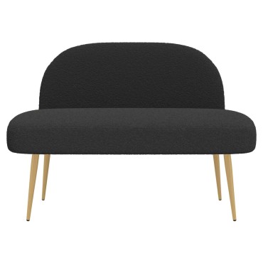 vidaXL Δερμάτινος Πάγκος με Πλάτη Μαύρο 110x60x76cm Μπουκλέ