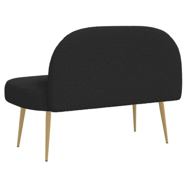 vidaXL Δερμάτινος Πάγκος με Πλάτη Μαύρο 110x60x76cm Μπουκλέ