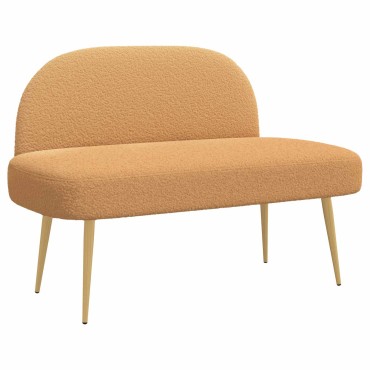 vidaXL Δερμάτινος Πάγκος με Πλάτη Μπεζ 110x60x76cm Μπουκλέ