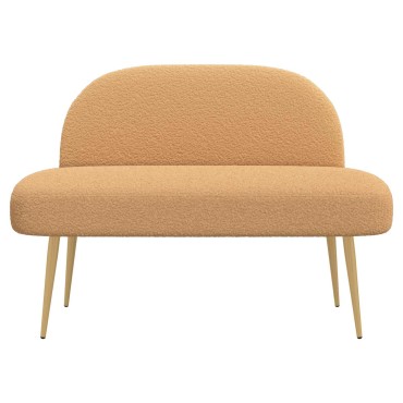 vidaXL Δερμάτινος Πάγκος με Πλάτη Μπεζ 110x60x76cm Μπουκλέ