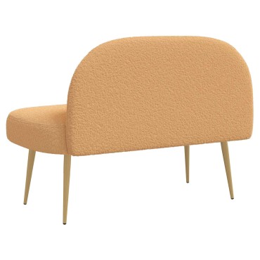 vidaXL Δερμάτινος Πάγκος με Πλάτη Μπεζ 110x60x76cm Μπουκλέ