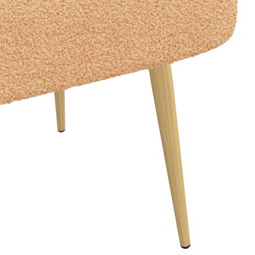 vidaXL Δερμάτινος Πάγκος με Πλάτη Μπεζ 110x60x76cm Μπουκλέ