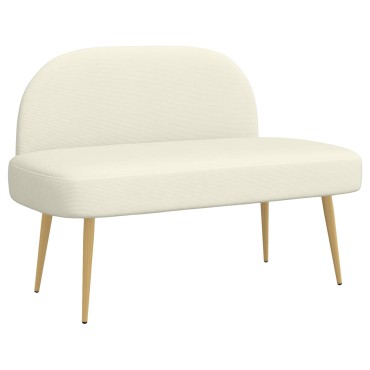 vidaXL Δερμάτινος Πάγκος με Πλάτη Κρεμ 110x60x76cm