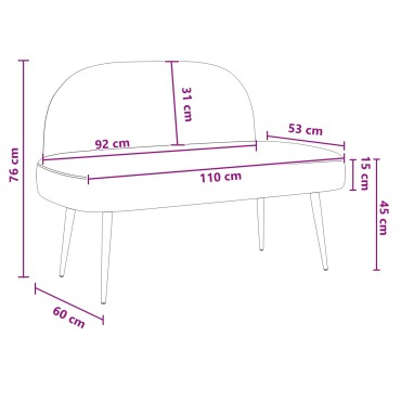 vidaXL Δερμάτινος Πάγκος με Πλάτη Μπλε 110x60x76cm