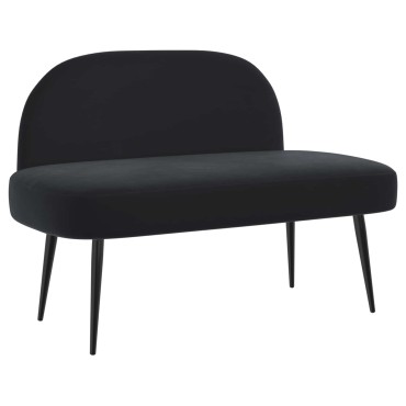 vidaXL Δερμάτινος Πάγκος με Πλάτη Μαύρο 110x60x76cm Βελούδο