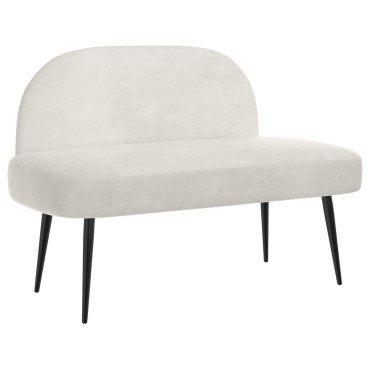 vidaXL Δερμάτινος Πάγκος με Πλάτη Κρεμ 110x60x76cm Βελούδο