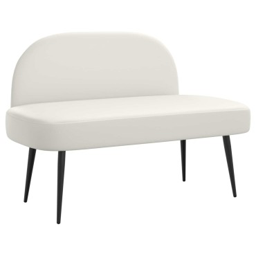 vidaXL Δερμάτινος Πάγκος με Πλάτη Λευκό 110x60x76cm Τεχνητό Δέρμα