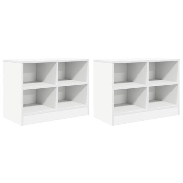 vidaXL Ντουλάπι κρεβατιού με ράφι 2 τεμ. Λευκό 66x33x48cm