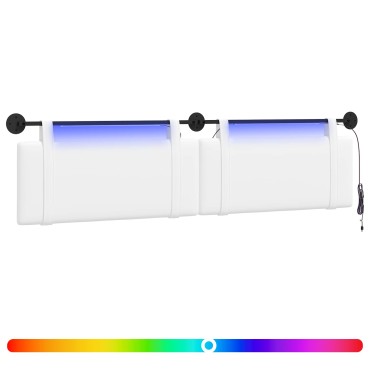 vidaXL Κεφαλάρι κρεβατιού κρεμαστό Με φωτισμό LED Λευκό Ύφασμα 210x55x5cm 1 τεμ.