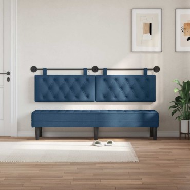 vidaXL Κεφαλάρι κρεβατιού κρεμαστό Με φωτισμό LED Μπλε Ύφασμα 170x55x7cm 1 τεμ.