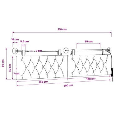 vidaXL Κεφαλάρι κρεβατιού κρεμαστό Taupe Ύφασμα 210x55x7cm 1 τεμ.