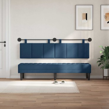 vidaXL Κεφαλάρι κρεβατιού κρεμαστό Με φωτισμό LED Μπλε Ύφασμα 190x55x5cm 1 τεμ.