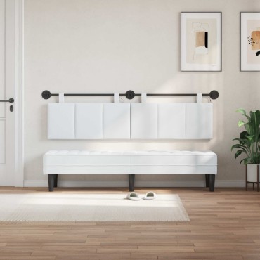 vidaXL Κεφαλάρι κρεβατιού κρεμαστό Με φωτισμό LED Λευκό Ύφασμα 190x55x5cm 1 τεμ.