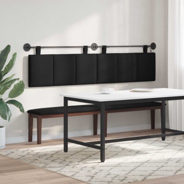 vidaXL Κεφαλάρι κρεβατιού κρεμαστό Με φωτισμό LED Μαύρο Ύφασμα 210x55x5cm 1 τεμ.