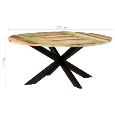 vidaXL Τραπεζαρία Στρογγυλή 175x75cm από Μασίφ Ανακυκλωμένο Ξύλο 1 τεμ.