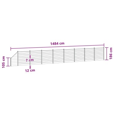 vidaXL Σετ Φράχτη 9 τμχ. 1484x186cm WPC και Αλουμίνιο Μαύρο