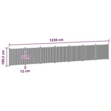 vidaXL Πάνελ Φράχτη 7 τμχ. 1230x186,5cm WPC και Αλουμίνιο Μαύρο
