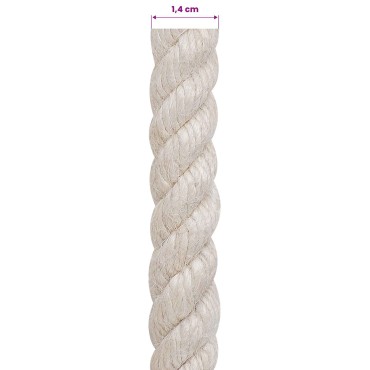 vidaXL Σχοινί Από Τζute 14 mm Λευκό 100% Τζούτα Tossa