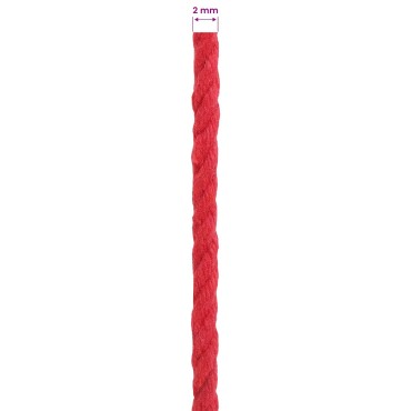 vidaXL Cotton Twine 2 τμχ. 2 mm 100 m Κόκκινο 100% Βαμβάκι