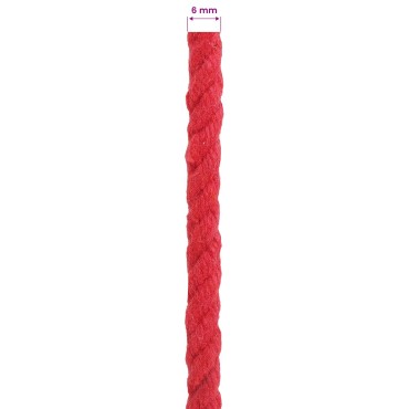 vidaXL Κωτόσχοινo 6 mm 25 m Κόκκινο 100% Βαμβάκι