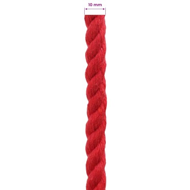 vidaXL Κωτόσχοινo 10 mm 25 m Κόκκινο 100% Βαμβάκι