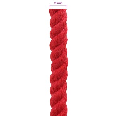 vidaXL Κωτόσχοινo 14 mm 25 m Κόκκινο 100% Βαμβάκι
