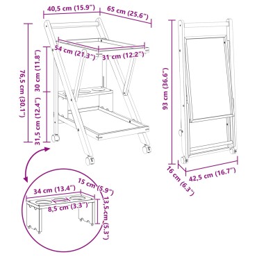 vidaXL Καλάθι κουζίνας με ρόδες Ανοιχτό καφέ 65x40,5x76,5cm