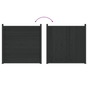 vidaXL Πάνελ Φράχτη WPC και Αλουμίνιο Μαύρο 180x186cm