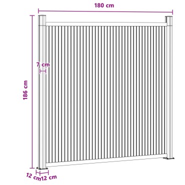 vidaXL Πάνελ Φράχτη WPC και Αλουμίνιο Μαύρο 180x186cm