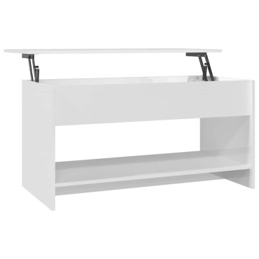 vidaXL Τραπεζάκι Σαλονιού Γυαλ. Λευκό 102x50x52,5cm Επεξεργ. Ξύλο 1 τεμ.