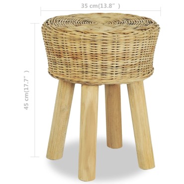vidaXL Σκαμπό Μπαρ από Γνήσιο Ρατάν 35x45cm 1 τεμ.