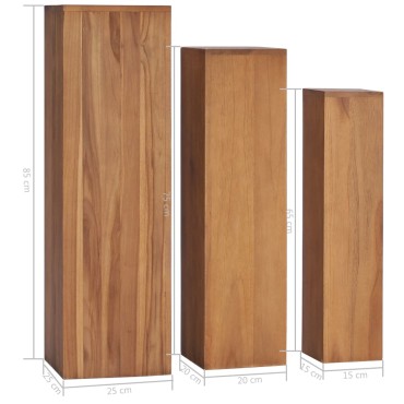 vidaXL Σετ Ανθοστήλες 3 Τεμαχίων από Μασίφ Ξύλο Teak