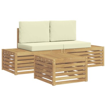 vidaXL Σειρά Καναπέ Εξωτερικού Λευκό 59x59x37cm Πολυεστέρας