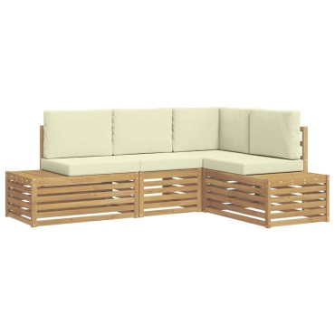 vidaXL Σειρά Καναπέ Εξωτερικού Λευκό 213,5x154,5x73cm Πολυεστέρας